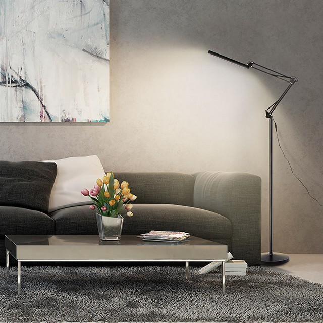 Hot Sale Modern Led Foldable Lamps Up And Down Corner Floor Lamp For Living Room Bedroom Black Led Floor Light